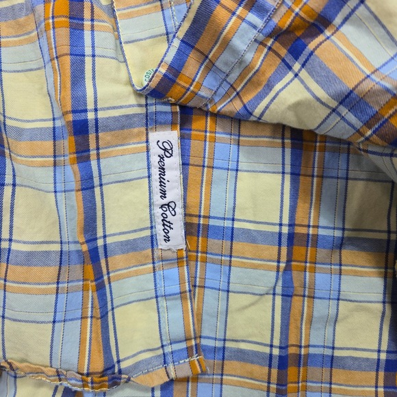 Lacoste Premium Cotton Button Up Shirt Yellow Plaid Long Sleeve Casual Men's L - Picture 5 of 8